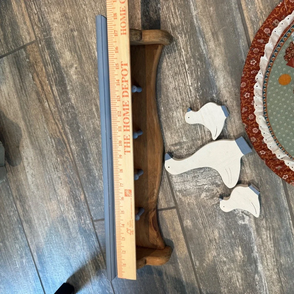 Cottagecore Country Goose Grandma Granny Wall Shelf Quilted Wall Hanging Wood
